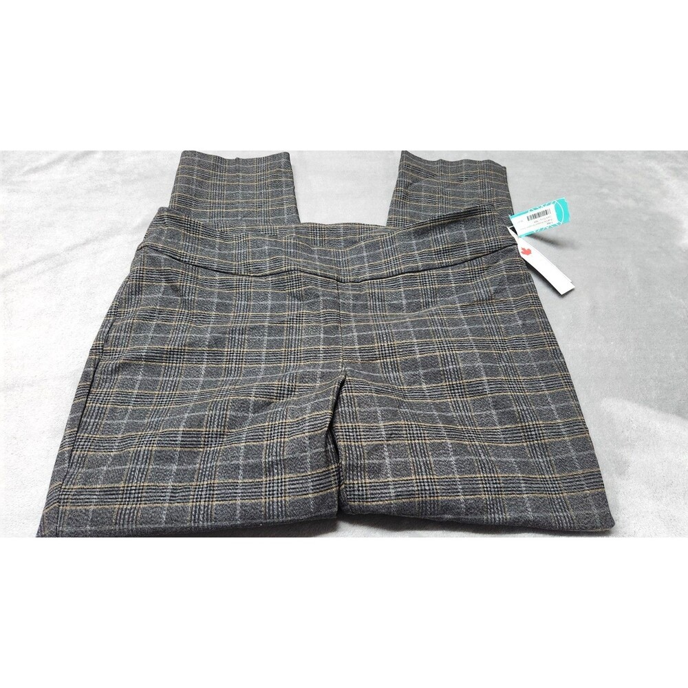 Tribal Women's Size 16W Dark Grey Plaid Pull On Printed Straight Ankle Pants NWT